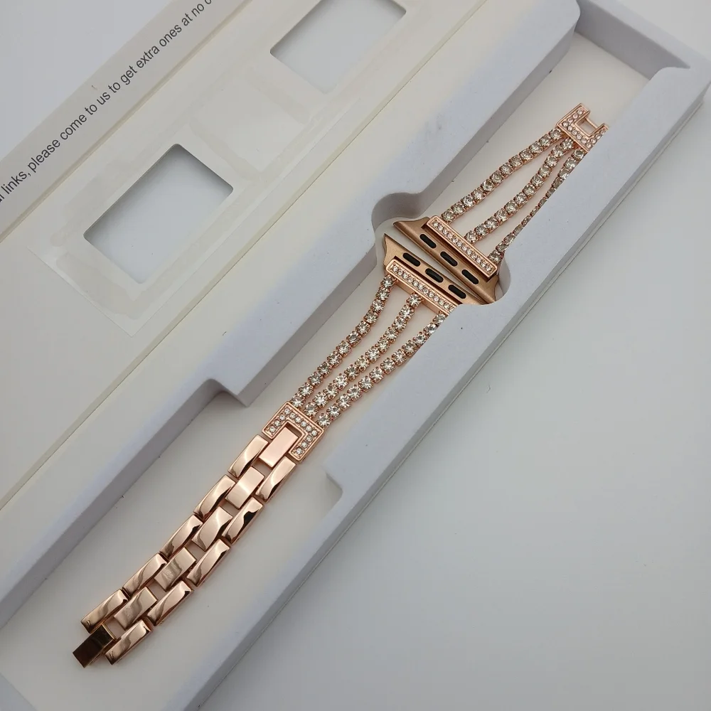 New Rose Gold And Crystals Apple Watch Band